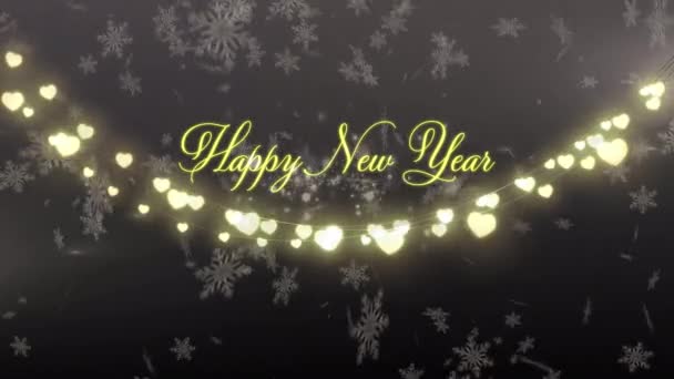 Animatie Van Woorden Happy New Year Geschreven Gele Letters Met — Stockvideo