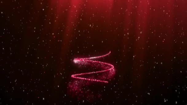 Animación Del Árbol Navidad Dibujado Una Línea Roja Brillante Con — Vídeo de stock