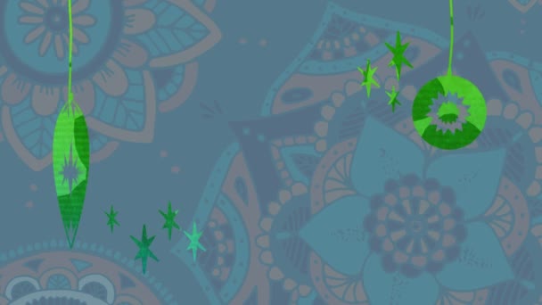 Diwali Sözcüğünün Animasyonu Beyaz Harflerle Yazılmış Çiçek Deseninin Önünde Yeşille — Stok video