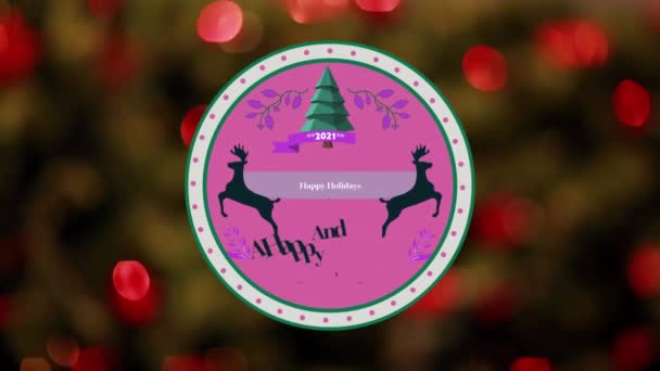 Animation Words Happy Holidays Happy New Year Written Pink Label — Stock Video
