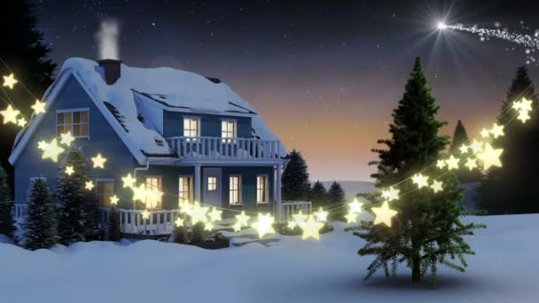 Animation Une Décoration Noël Chaîne Lumières Fées Forme Étoile Brillante — Video