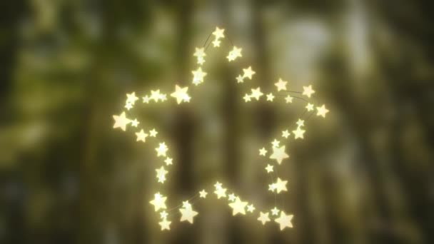 Animation Christmas Decoration Star Glowing Star Shaped Fairy Lights Defocused — Stock Video