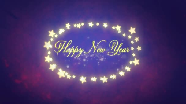 Animatie Van Woorden Happy New Year Geschreven Gele Letters Een — Stockvideo