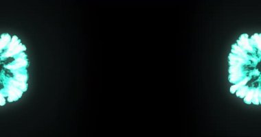 Siyah arka planda iki yeşil patlamanın animasyonu 4k