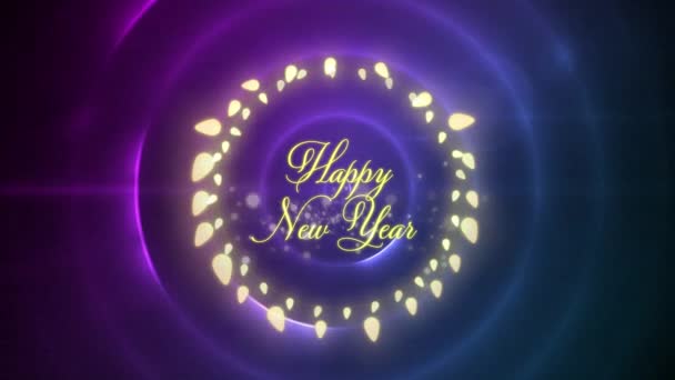 Animatie Van Woorden Happy New Year Geschreven Gele Letters Een — Stockvideo