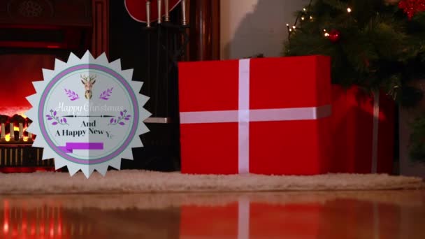 Animation Orden God Jul Och Gott Nytt Skrivet Rund Vit — Stockvideo