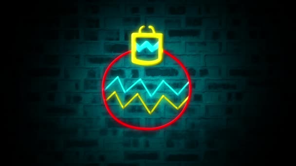 砖墙上圣诞铝制霓虹灯标志的动画制作 — 图库视频影像