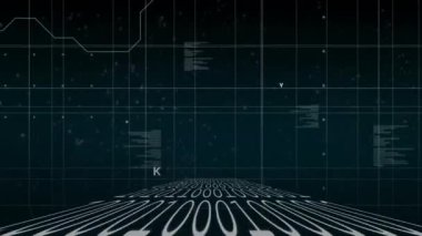 Koyu yeşil arkaplanda veri işleme ve ikili kodlama animasyonu