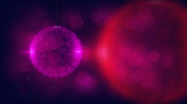 Renkli Noel süslerinin canlandırması ve arka planda pembe parıltı