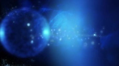 Mavi arkaplanda yanıp sönen ışıklar olan mavi Noel süslerinin animasyonu