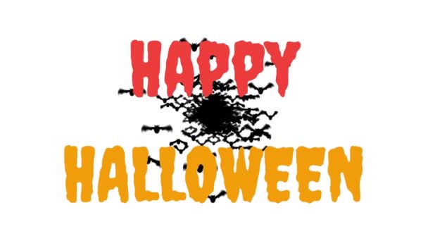 Animation Words Happy Halloween Written Red Orange Lots Black Bats — Stock Video