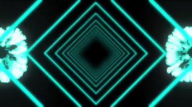 Siyah arkaplanda titreşen yeşil karelerin olduğu iki yeşil patlamanın canlandırması