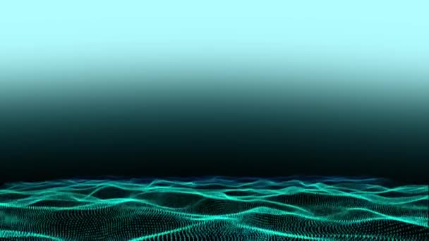 Анімація Невгамовних Електричних Зелених Хвиль Блідо Блакитному Чорного Фоні — стокове відео