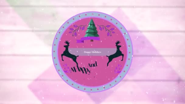 Animation Orden Happy Holidays Och Ett Gott Nytt Skrivet Rund — Stockvideo