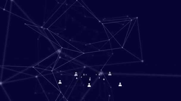 Animação Rede Conexões Com Ícones Brancos Linhas Fundo Azul Escuro — Vídeo de Stock