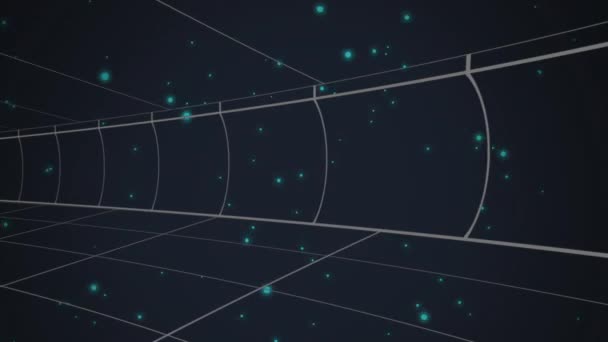 Animazione Linee Griglia Blu Movimento Stelle Sul Cielo Notturno Sullo — Video Stock