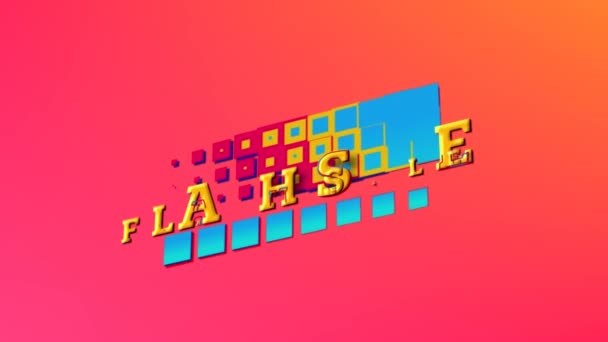 Animation Des Mots Flash Sale Lettres Jaunes Sur Carrés Bleus — Video