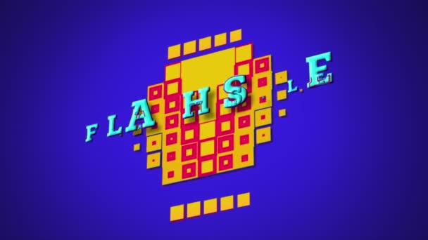 Animation Des Mots Flash Sale Lettres Bleues Sur Carrés Jaunes — Video