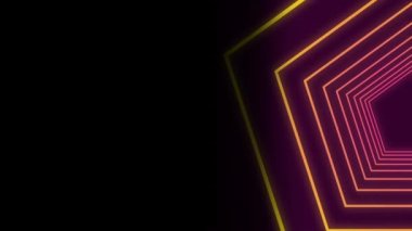 Siyah arkaplanda tekrarlanan pembe ve sarı geometrik şekillerin animasyonu