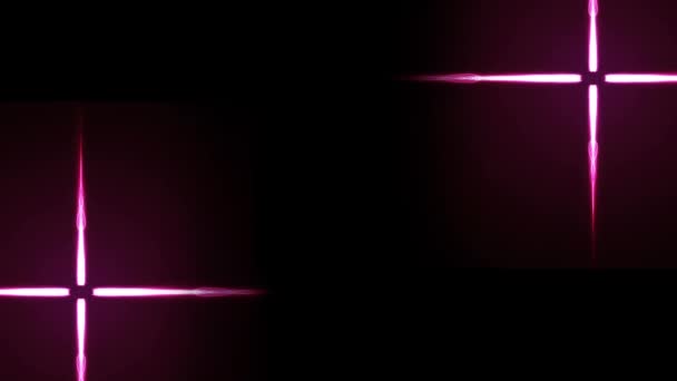 Animation Two Christmas Pink Glowing Crosses Dark Background — Stok video