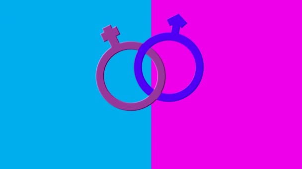 Animation Mot Hétérosexuel Blanc Joint Violet Femelle Violet Masculin Symbole — Video