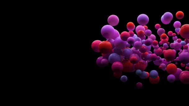 Animation Inflating Bubbles Shades Red Purple Appearing Disappearing Black Background — Stock Video