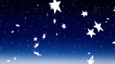 Mavi arka planda kar ve kar tanelerinin canlanması