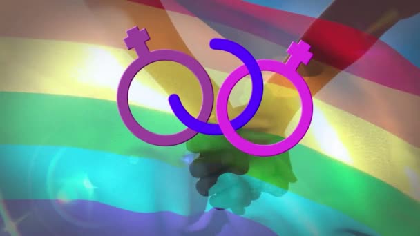 Beyazlı Biseksüel Sözcüğünün Animasyonu Menekşe Pembe Cinsiyet Sembolü Arka Planda — Stok video