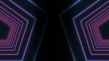 Siyah arkaplanda tekrarlanan pembe ve mor geometrik şekillerin animasyonu