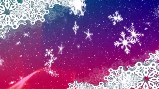 Animace Sněhové Vločky Padající Růžové Fialové Pozadí — Stock video