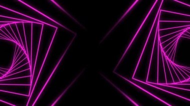 Siyah arkaplanda tekrarlanan pembe spiral geometrik şekillerin animasyonu