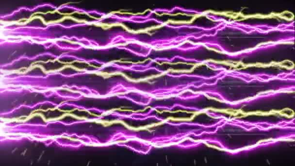 Анимация Розовых Желтых Электрических Волн Черном Фоне — стоковое видео