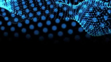 Siyah arkaplanda parlayan mavi ışık izlerinin animasyonu