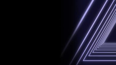 Siyah arkaplanda tekrarlanan mor üçgen anahatlarının canlandırması