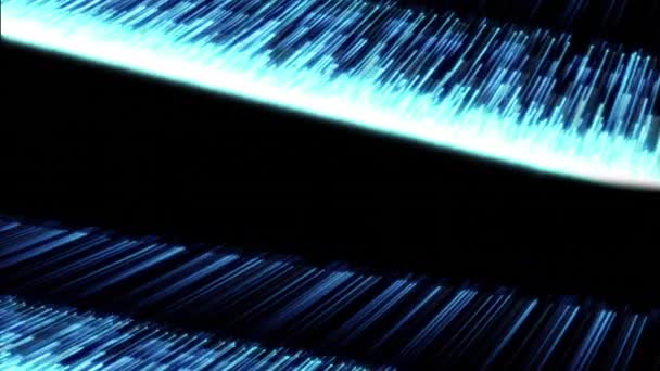 Анімація Сяючих Блакитних Світлових Стежок Чорному Тлі — стокове відео