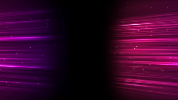 Animation Glowing Pink Purple Light Trails Flickering Particles Black Background — Stock Video