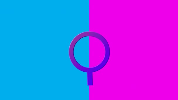 Animation Purple Non Binary Gender Symbol Bright Half Pink Half — Stock Video