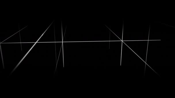 Анимация Геометрических Очертаний Белой Сетки Движущихся Камере Повторе Черном Фоне — стоковое видео