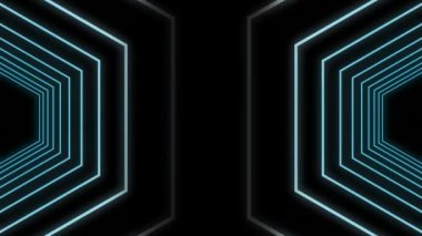 Siyah arkaplanda tekrar eden mavi geometrik şekillerin animasyonu