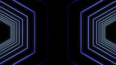 Siyah arkaplanda tekrar eden mor geometrik şekillerin animasyonu