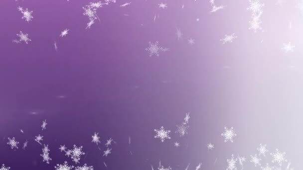 Animação Neve Estrelas Caindo Com Flocos Neve Fundo Roxo — Vídeo de Stock