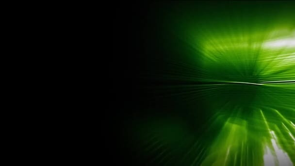 Анімація Рухомих Сяючих Зелених Світлових Стежок Чорному Тлі — стокове відео