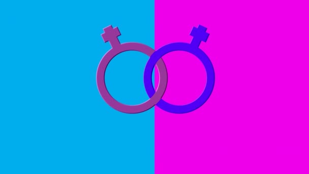Animación Una Violeta Símbolo Género Femenino Púrpura Vinculados Sobre Fondo — Vídeo de stock