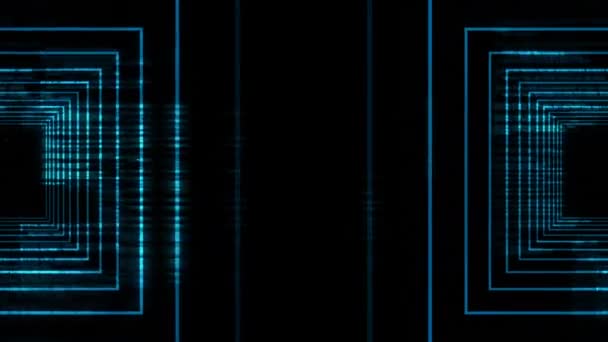 Animation Contours Carrés Bleus Déplaçant Vers Caméra Répétition Sur Fond — Video