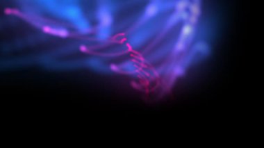 Siyah arkaplanda parlayan pembe, mor ve mavi ışık izlerinin animasyonu