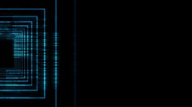 Siyah arkaplanda tekrarlanan mavi kare ana hatlarının canlandırması