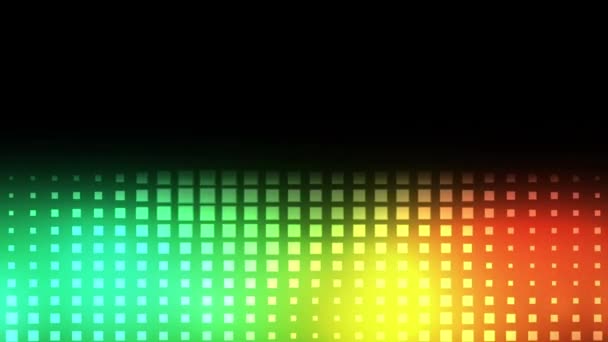 Анимация Светящихся Квадратов Красочных Легких Трасс Черном Фоне — стоковое видео