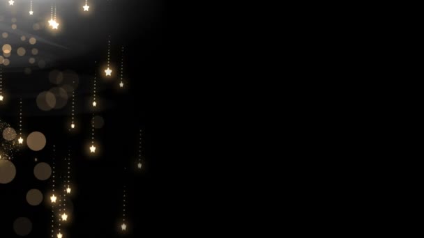 Animation Von Fallenden Lichtern Und Weihnachtsdekorationen Auf Schwarzem Hintergrund — Stockvideo