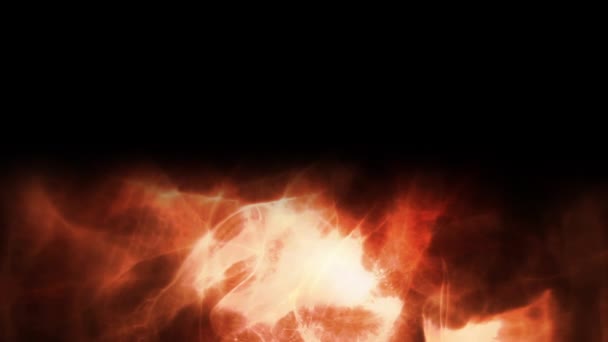 Анімація Сяючих Помаранчевих Легких Стежок Хмар Диму Чорному Тлі — стокове відео
