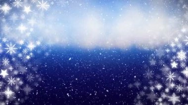 Mavi arkaplana düşen kar tanelerinin canlandırması